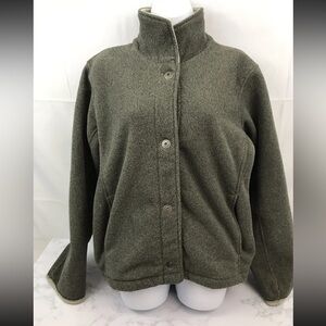 Polar Edge Warm Winter Coat Womens L Green Beige Button Ski Snow Jacket A​​​​​​